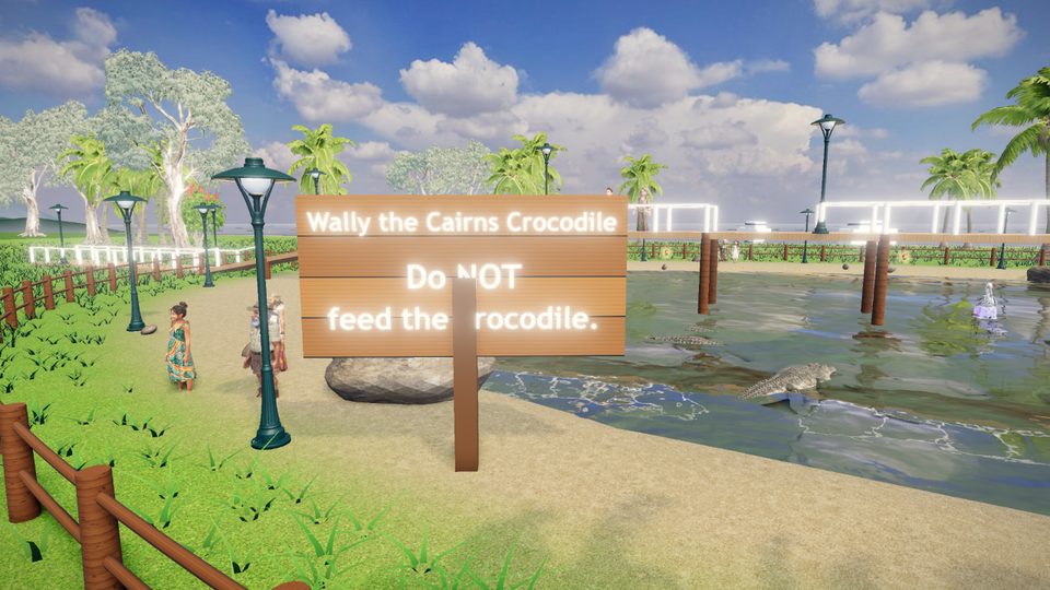 Croc Park, with the sign that says Do NOT feed the crocodile